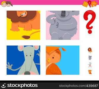 Cartoon Illustration of Educational Game of Guessing Animals for Kids