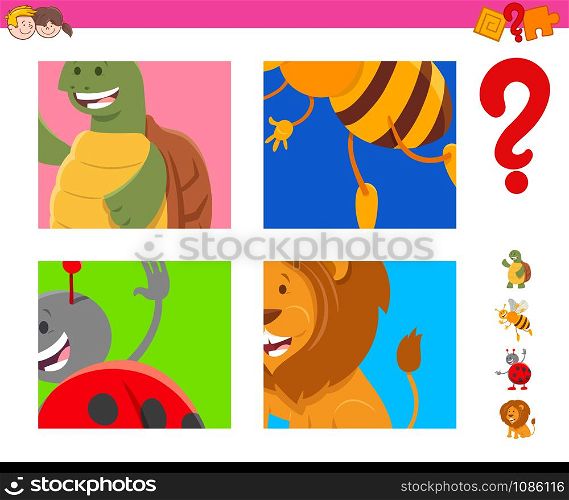 Cartoon Illustration of Educational Game of Guessing Animals Species Characters for Children