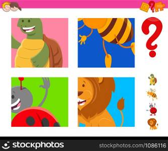 Cartoon Illustration of Educational Game of Guessing Animals Species Characters for Children