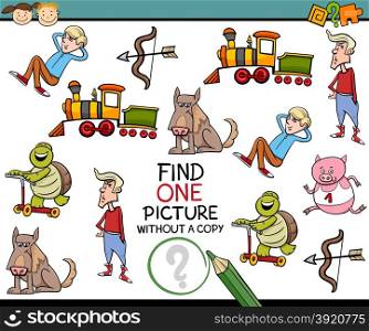 Cartoon Illustration of Educational Game of Picture without Copy Finding for Preschool Children