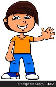 Cartoon Illustration of Elementary or Teen Age Funny Boy Character
