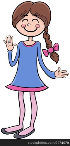 Cartoon illustration of elementary or teen age girl comic character