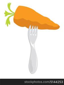 Cartoon illustration of fork stabbing healthy food