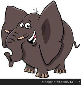 Cartoon Illustration of Funny African Elephant Comic Animal Character