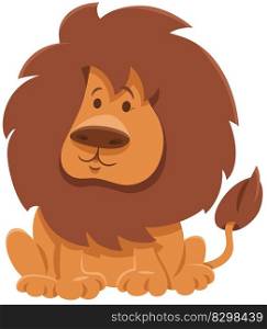 Cartoon illustration of funny African lion wild animal character