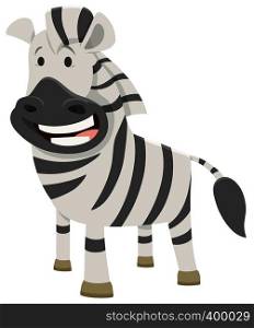 Cartoon Illustration of Funny African Zebra Wild Animal Character