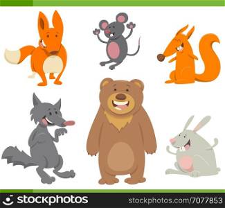 Cartoon Illustration of Funny Animal Characters Set