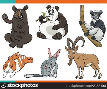 Cartoon illustration of funny animals comic characters set