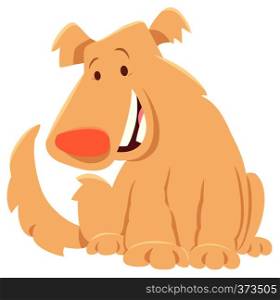 Cartoon Illustration of Funny Beige Shaggy Dog Animal Character