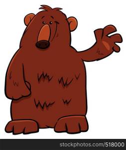 Cartoon Illustration of Funny Brown Bear Wild Animal Character