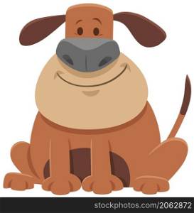Cartoon illustration of funny brown dog animal character