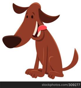 Cartoon Illustration of Funny Brown Dog Animal Character