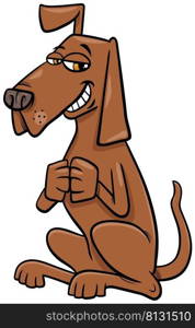 Cartoon illustration of funny brown dog comic animal character