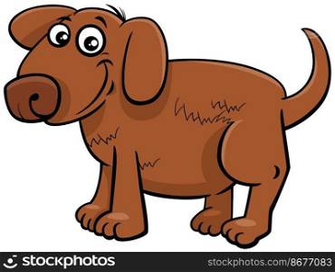 Cartoon illustration of funny brown puppy comic animal character