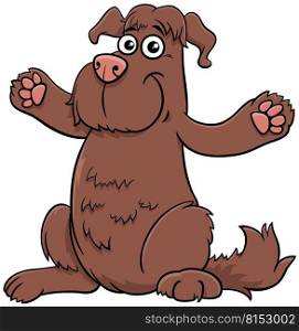 Cartoon illustration of funny brown shaggy dog comic animal character