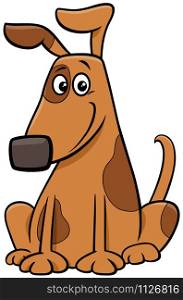 Cartoon Illustration of Funny Brown Spotted Dog Comic Animal Character