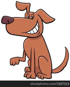 Cartoon Illustration of Funny Brown Toothy Smiling Dog Animal Character