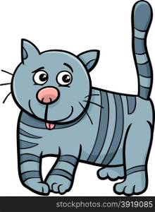 Cartoon Illustration of Funny Cat or Kitten Animal Character