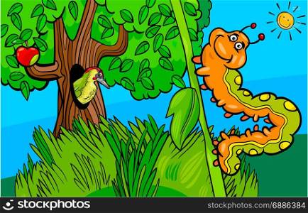 Cartoon Illustration of Funny Caterpillar Insect Character