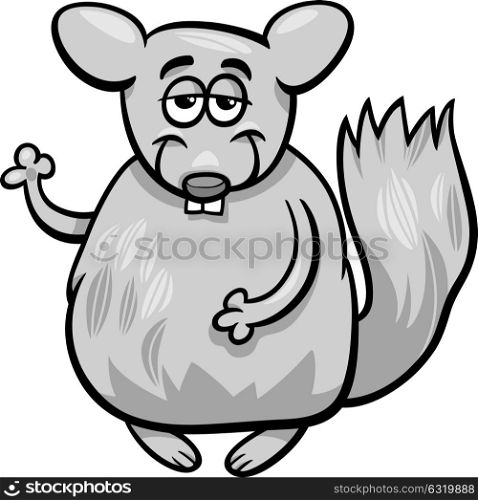Cartoon Illustration of Funny Chinchilla Animal Character