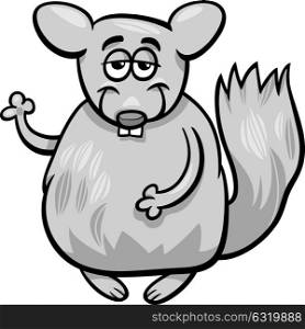 Cartoon Illustration of Funny Chinchilla Animal Character