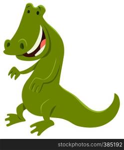 Cartoon Illustration of Funny Crocodile Wild Animal Character