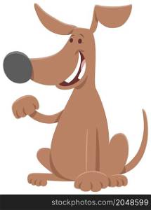 Cartoon illustration of funny dog animal character giving a paw