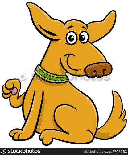 Cartoon illustration of funny dog comic animal character giving a paw