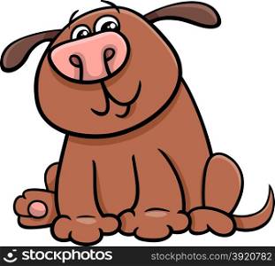 Cartoon Illustration of Funny Dog or Puppy