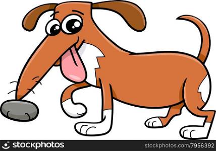 Cartoon Illustration of Funny Dog or Puppy