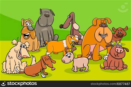 Cartoon Illustration of Funny Dogs Animal Characters Group