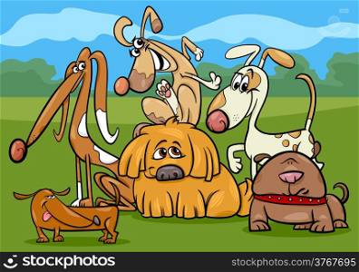 Cartoon Illustration of Funny Dogs Characters Group