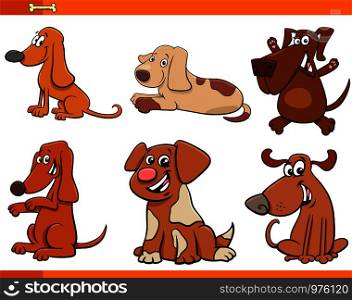 Cartoon Illustration of Funny Dogs Comic Pet Animal Characters Set
