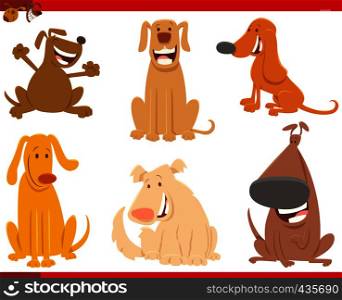 Cartoon Illustration of Funny Dogs or Puppies Pet Animal Characters Collection