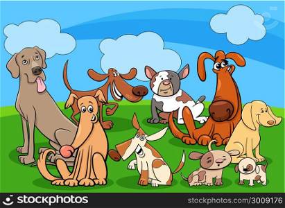 Cartoon Illustration of Funny Dogs Pet Animal Characters Group