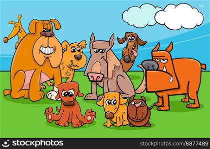 Cartoon Illustration of Funny Dogs Pet Animal Characters Group