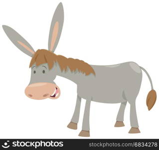 Cartoon Illustration of Funny Donkey Farm Animal Character