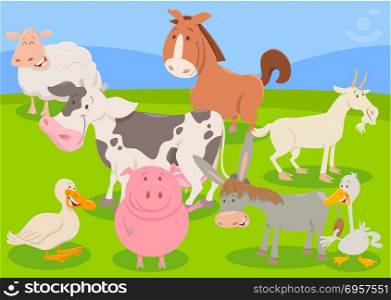 Cartoon Illustration of Funny Farm Animal Characters Group. farm animal characters cartoon illustration