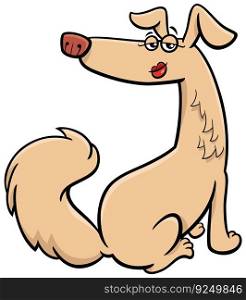 Cartoon illustration of funny female dog comic animal character