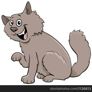 Cartoon Illustration of Funny Fluffy Cat or Kitten Animal Character