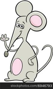 Cartoon Illustration of Funny Gray Mouse Comic Animal Character