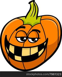 Cartoon Illustration of Funny Halloween Pumpkin or Jack Lantern