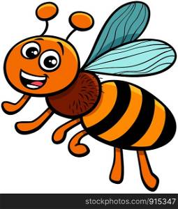 Cartoon Illustration of Funny Honey Bee Insect Animal Character