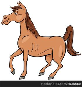 Cartoon illustration of funny horse farm animal character