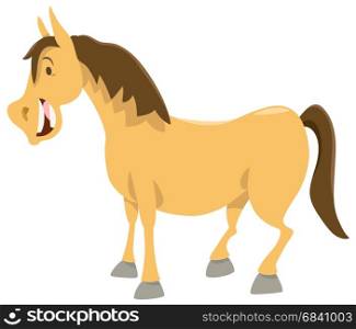 Cartoon Illustration of Funny Horse Farm Animal Character