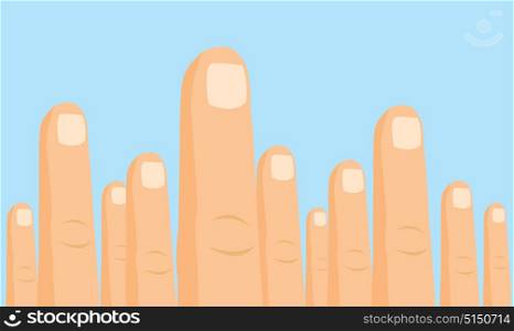 Cartoon illustration of funny index fingers protest