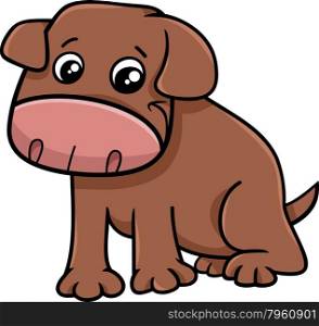 Cartoon Illustration of Funny Little Dog or Puppy