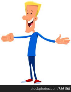 Cartoon illustration of Funny Man with open Arms