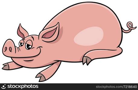 Cartoon illustration of funny pig comic farm animal character