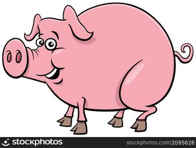 Cartoon illustration of funny pig farm animal character